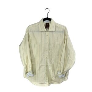 Tailorbyrd Men's Yellow Striped Long Sleeve Flip Cuff Button Up Shirt Sz XL EUC